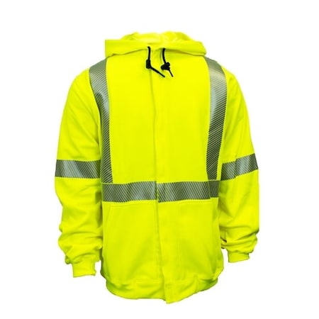 National Safety Apparel 10OZ. HI-VIS ZIP SWEATSHIRT-3X, CLASS 3 FR FLUOR YELLOW HOODED C21HC05C33X
